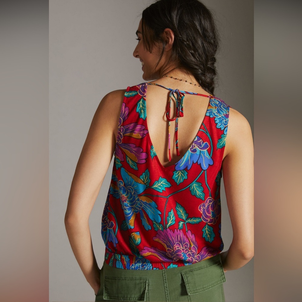 Tiny for Anthropologie Floral V-Neck Sleeveless Top - Picture 3 of 14